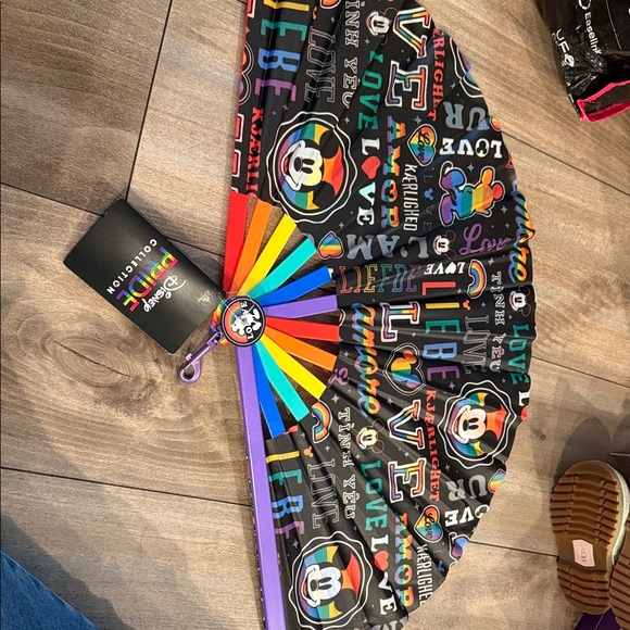 Disney Accessories - Disney pride with Rainbow Mickey Design fan